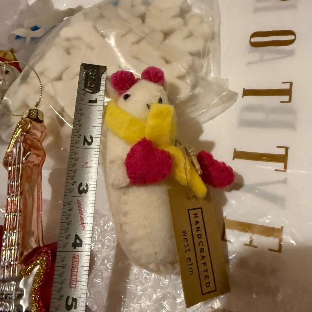 New West Elm Handcrafted Wool Felt Girl Mouse with Scarf Christmas Tree Ornament